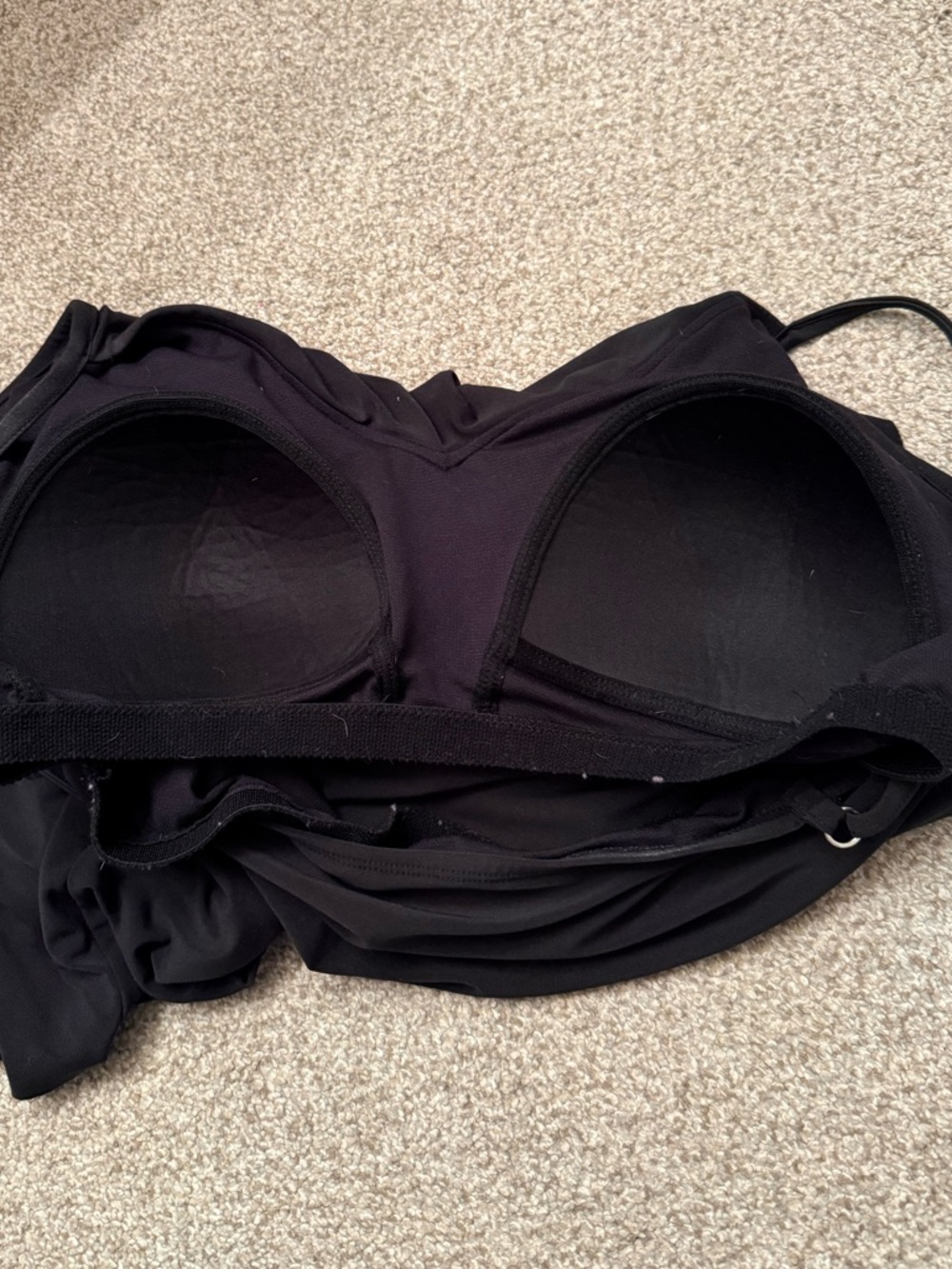 Black Ruffled Tankini Swim Top built in padding and adjustable straps size XL - Picture 3 of 4